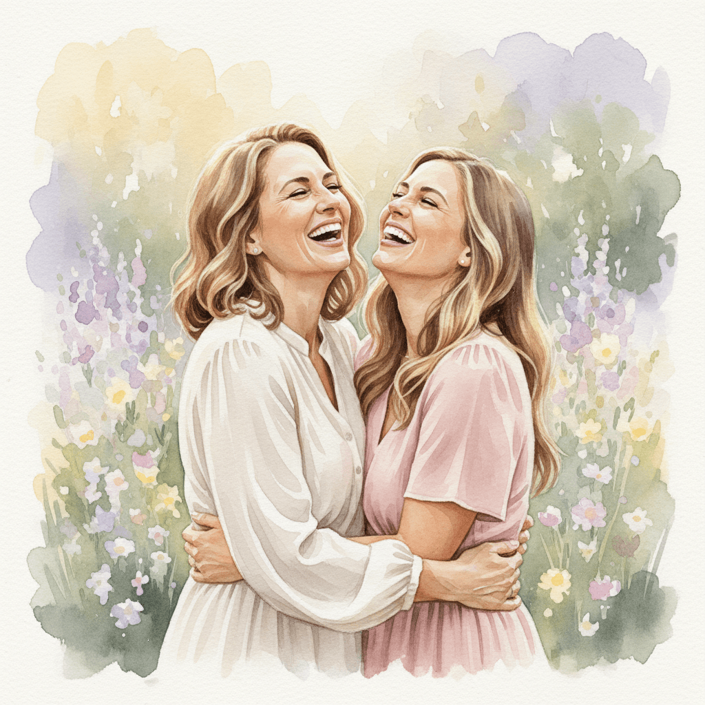 A mother and daughter sharing a joyful embrace