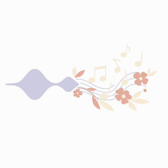 Sound waves transforming into musical notes and flowers